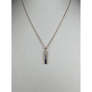 Vince Camuto Blue Ombre CZ Necklace Gold Tone 18"+